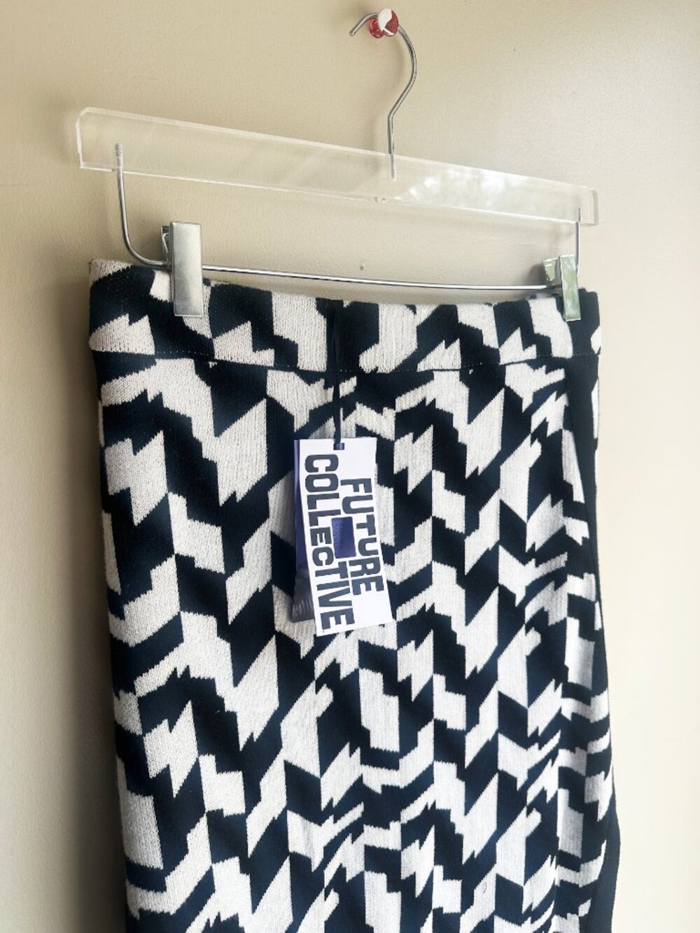 Future Collective x Kahlana Barfield Brown Midi Black and White Knit Skirt